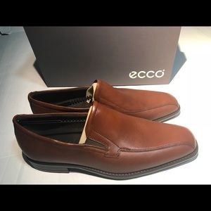 Ecco size 12 dress shoe brown leather slip on new